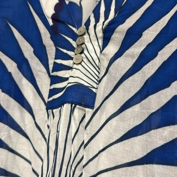 LOTTY B MUSTIQUE - Blue and White Palm Leaf Kaftan - Brand New - One Size - Picture 4 of 5